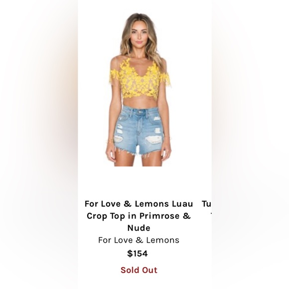 For Love and Lemons x Revolve embroidered Luau Crop Top in Primrose & Nude - Picture 3 of 7